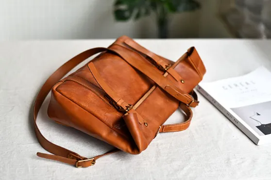 YAAGLE Men's Genuine Leather Leisure Briefcase Flap Handbag YG54