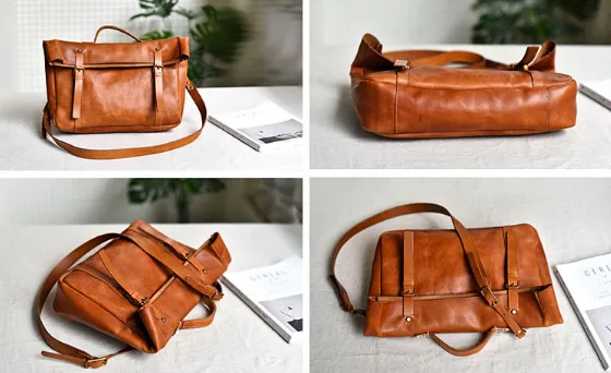 YAAGLE Men's Genuine Leather Leisure Briefcase Flap Handbag YG54