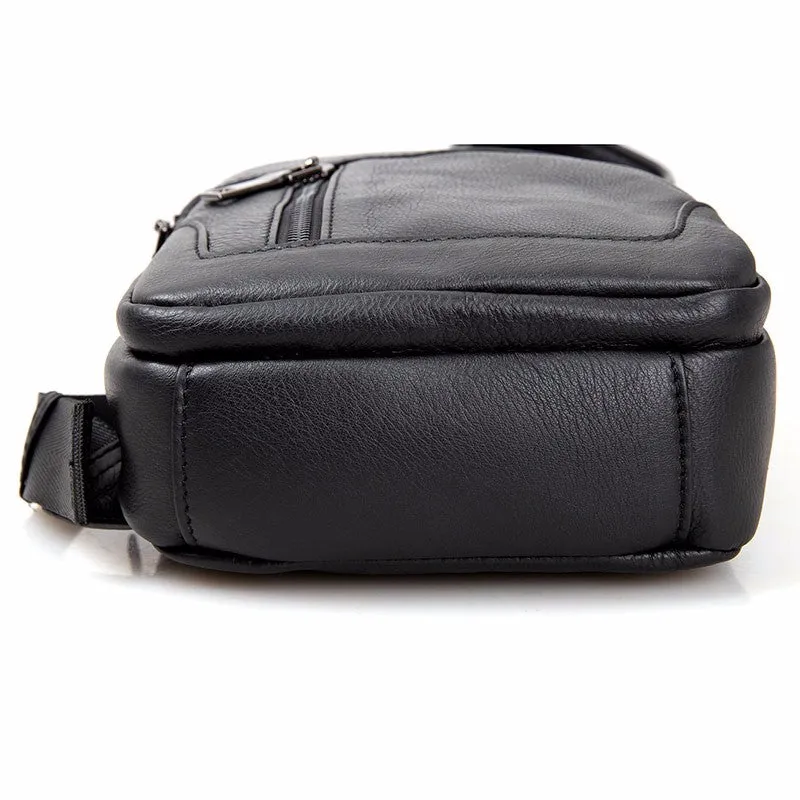 YAAGLE Men's Genuine Leather Sling Backpack Chest Bag YG4004