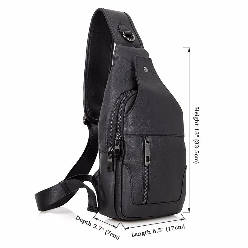YAAGLE Men's Genuine Leather Sling Backpack Chest Bag YG4004