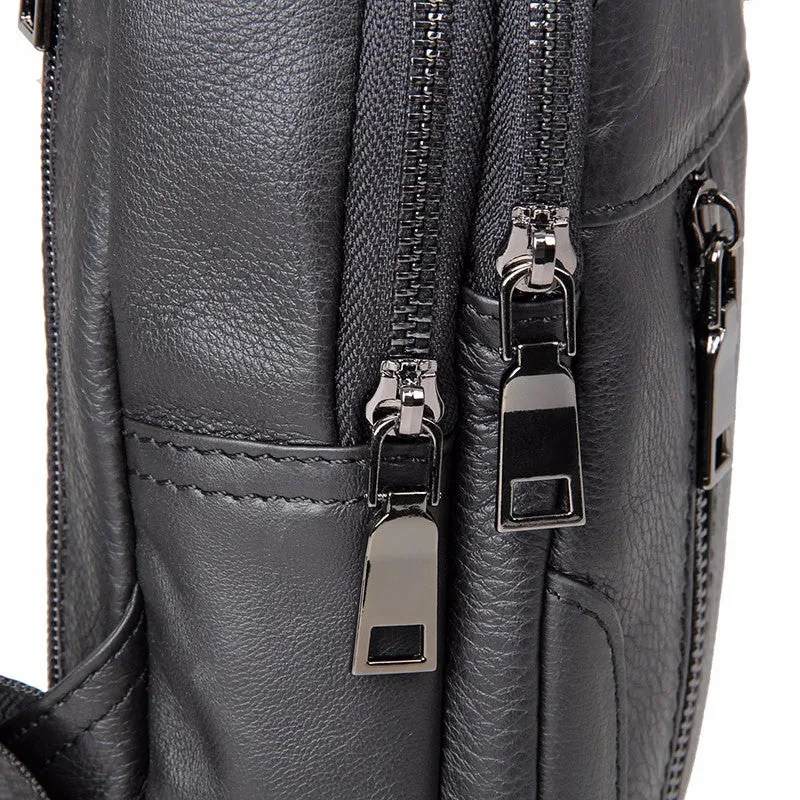 YAAGLE Men's Genuine Leather Sling Backpack Chest Bag YG4004