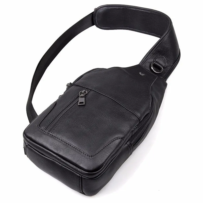 YAAGLE Men's Genuine Leather Sling Backpack Chest Bag YG4004