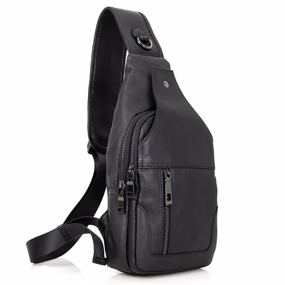 YAAGLE Men's Genuine Leather Sling Backpack Chest Bag YG4004