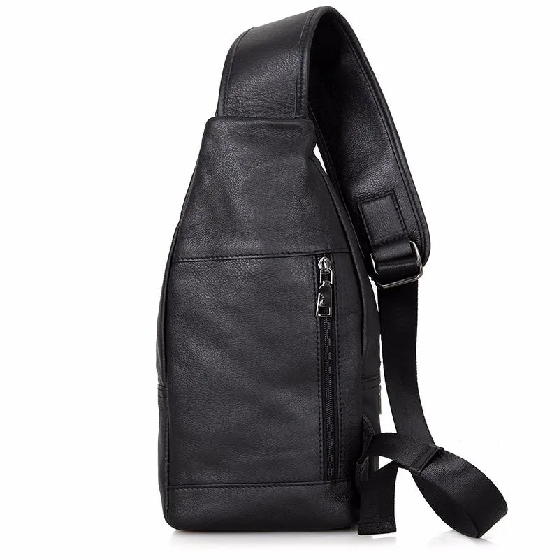 YAAGLE Men's Genuine Leather Sling Backpack Chest Bag YG4004